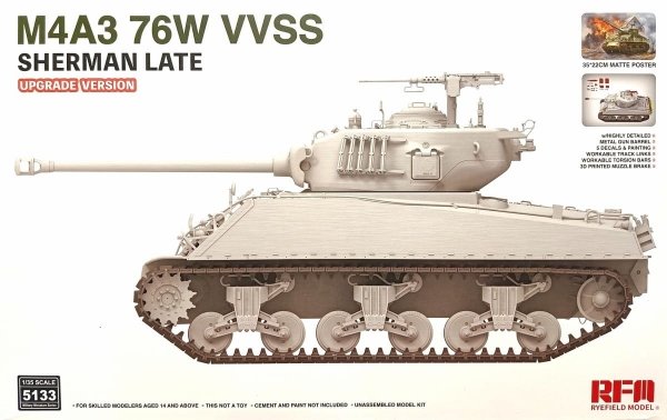 RFM 5133 M4A3 76W VVSS Sherman Late Upgrade Version 1/35