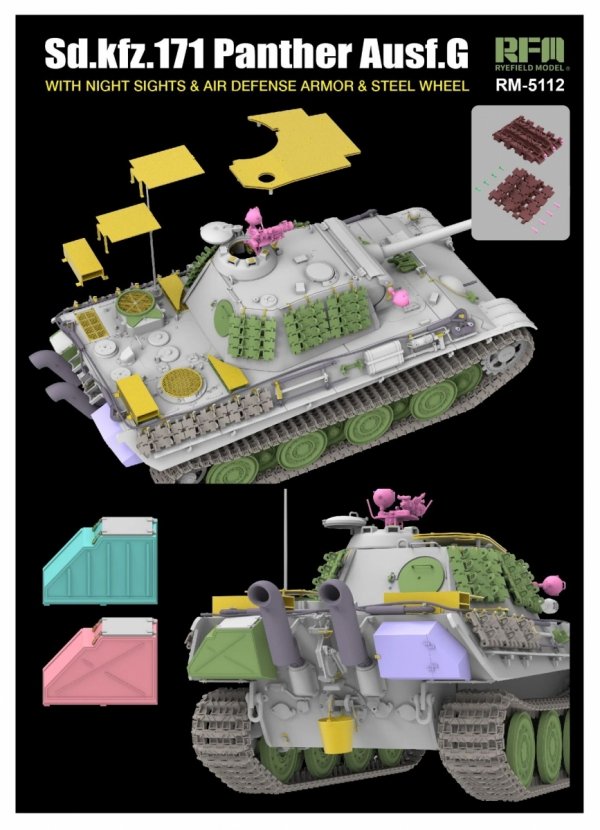 RFM-5112 Panther Ausf. G w/ Night Sights, Air Defense Armor, Steel Wheels, Workable Tracks 1/35