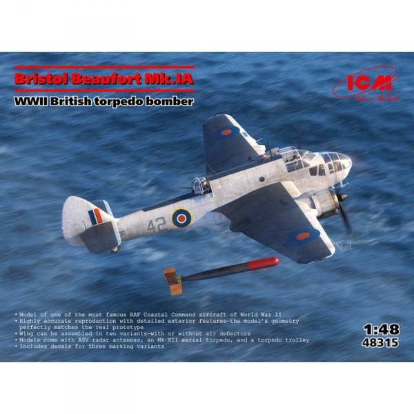 ICM 48315 Bristol Beaufort Mk.IA WWII British Torpedo Bomber 1/48