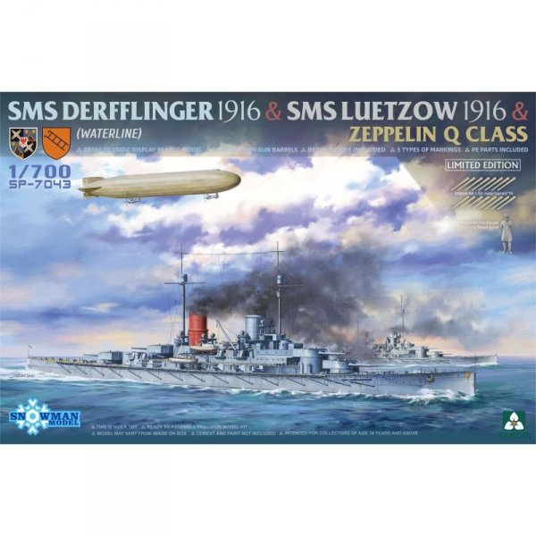 Takom Snownam SP-7043  SMS Derfflinger 1916 & SMS Leutzow 1916 & Zeppelin Q class ( Limited Edition)