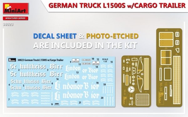 Mini Art 38023 German Truck L1500S w/Cargo Trailer 1/35