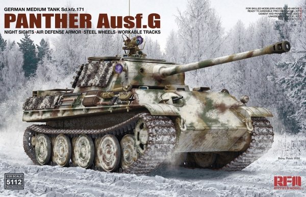 RFM-5112 Panther Ausf. G w/ Night Sights, Air Defense Armor, Steel Wheels, Workable Tracks 1/35
