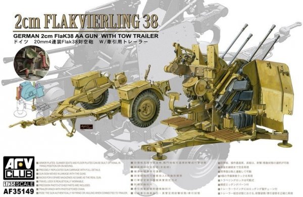 AFV Club AF35149 4X2 Cm Flakvierling 38 W/ Trailer 1/35