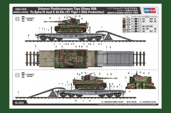 Hobby Boss 82934 Schwere Platformwagen Type SSyms 80&Pz.Kpfw VI Ausf.E Sd.Kfz.181 Tiger I (Mid Production)