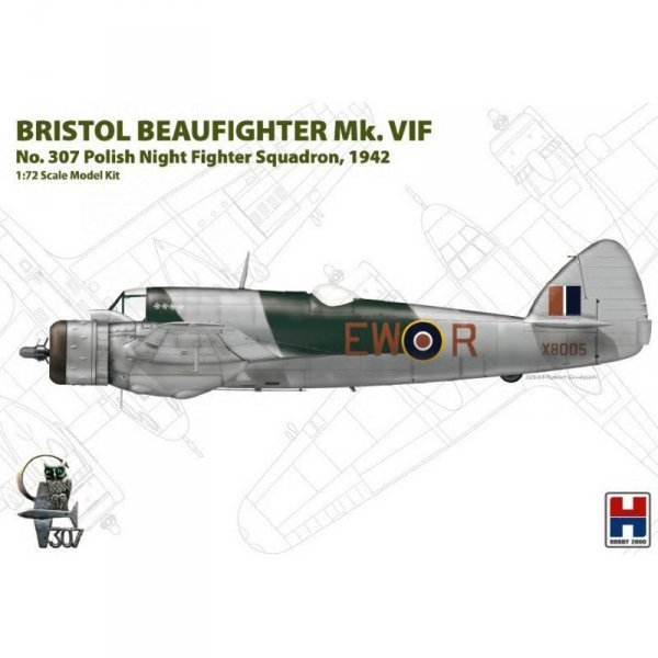 Hobby 2000 72003 Beaufighter Mk. VIF 307 Polish Sq 1/72 (Hasegawa+Cartograf)