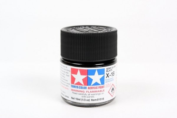 Tamiya 81518 Acrylic Mini X-18 Semi Gloss Black 10ml