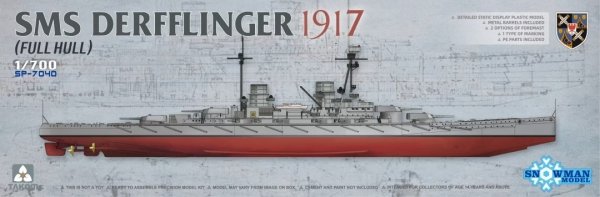 Takom Snowman SP-7040 SMS Derfflinger 1917 (Full Hull) w/metal barrels 8pcs 1/700