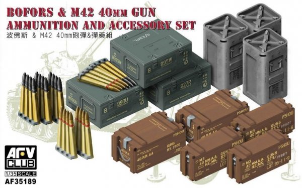 AFV Club AF35189 1/35 40mm Bofors ammo &amp; access. 1/35