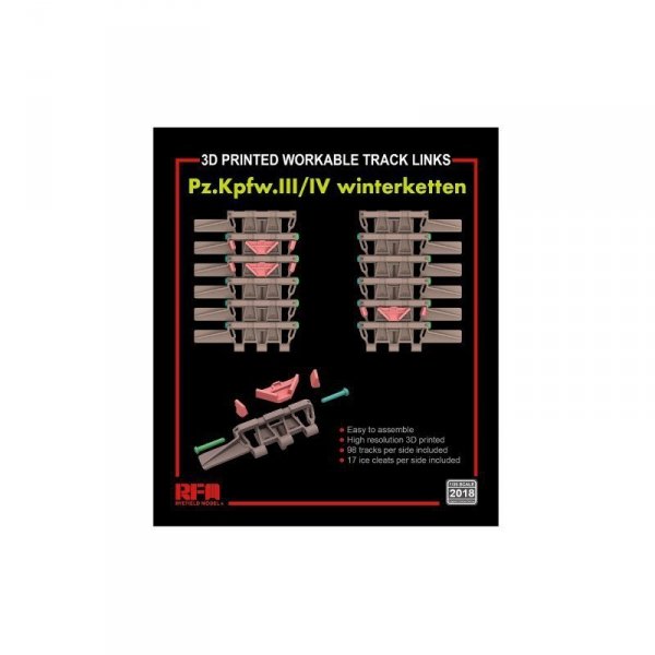 RFM-2018 3D Printed Workable Track Links Pz.Kpfw.III/IV winterketten
