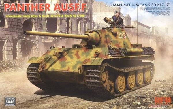 RFM-5045 German Medium Tank Sd.Kfz.171 Panther Ausf.F w/workable track links &amp; Kw.K 42 L/70 &amp; Kw.K 42 L/100 1/35