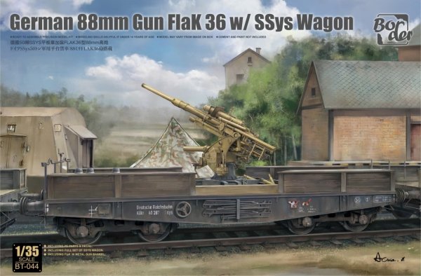 Border Model BT-044 German 88 mm Gun FlaK 36 w/ SSys Wagon 1/35