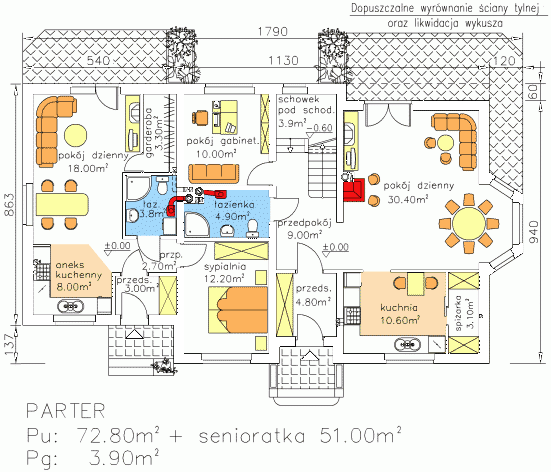 Projekt domu BS-12 z senioratką pow. 187,7 m2