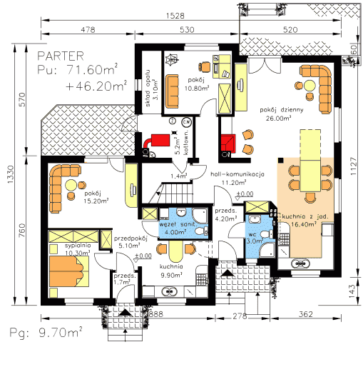 Projekt domu BS-11 z senioratką pow. 184,7 m2