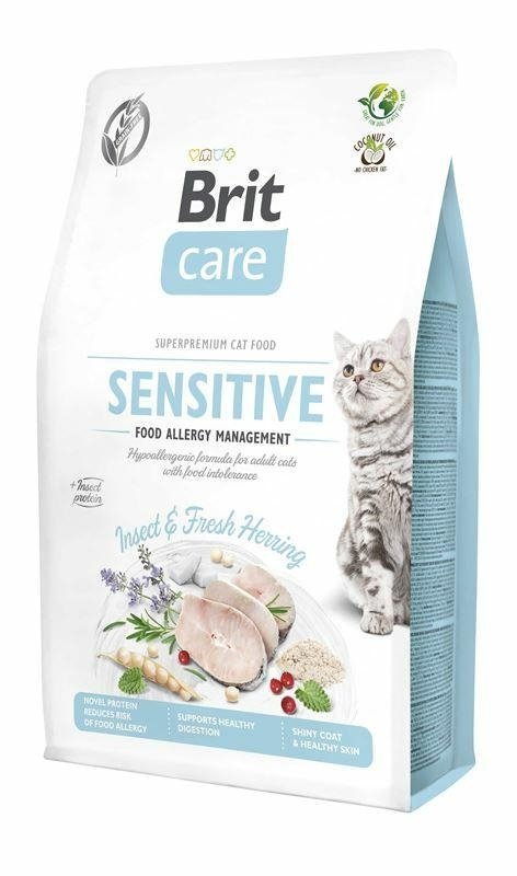 Brit Care Sensitive Cats Insect&amp;Herring 2kg Sucha karma z Insektami i Śledziem dla kotów z wrażliwym układem pokarmowym