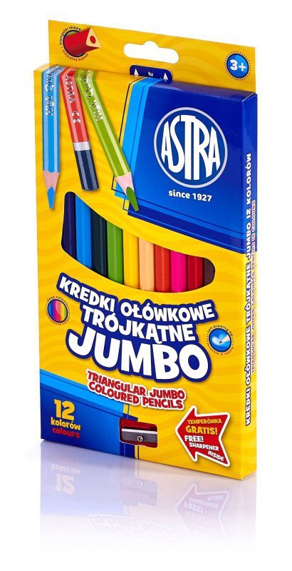 Kredki ołówkowe trójkątne Jumbo Astra 12 kolorów