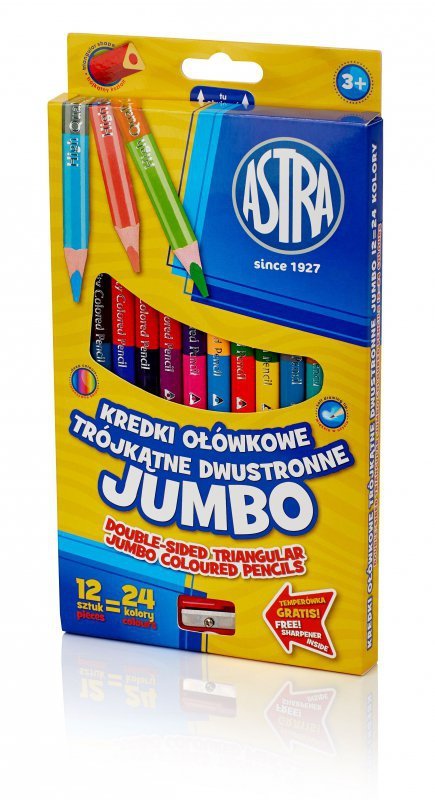 Kredki ołówkowe Astra jumbo 12 sztuk 24 kolory