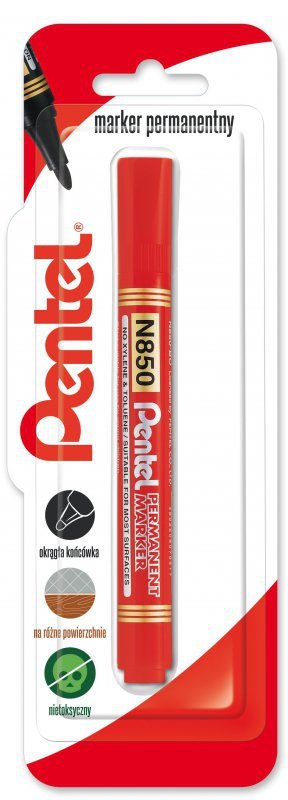 Marker permenentny z okrągłą końcówka N850, czerwony x 1 blister