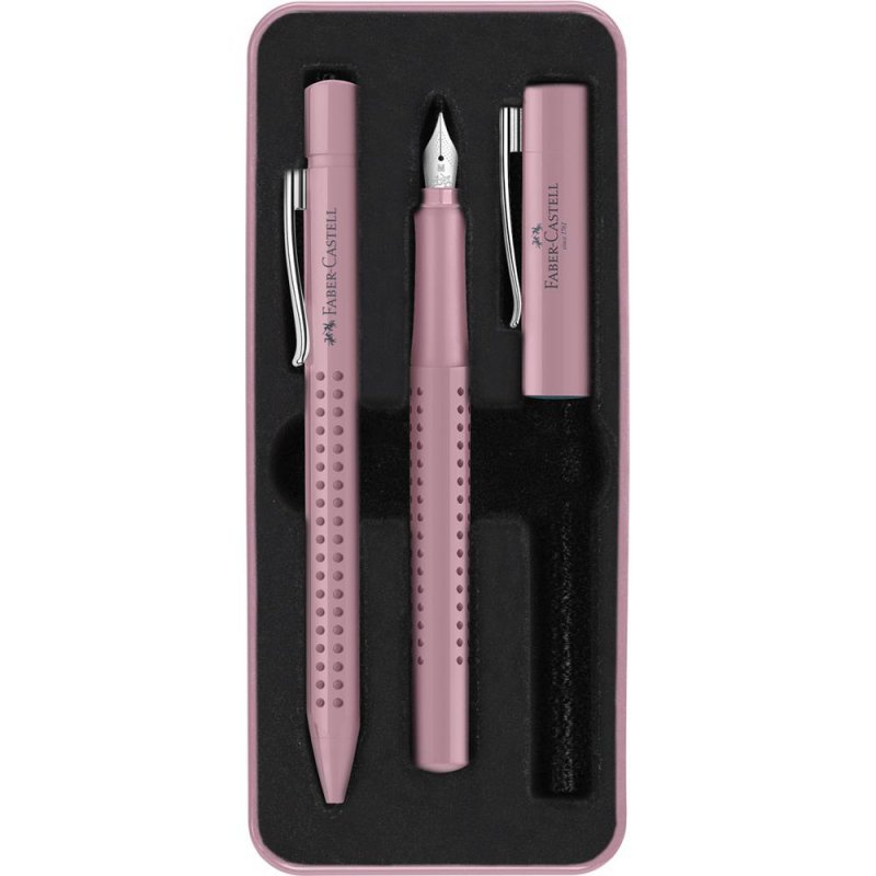 Zestaw prezentowy grip 2010 pióro wieczne + długopis rose shadows opakowanie metalowe faber-castell
