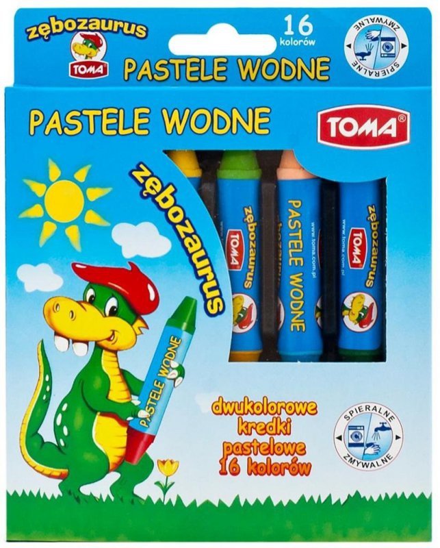 Pastele wodne dwustronne Zębozaurus 16 kolorów