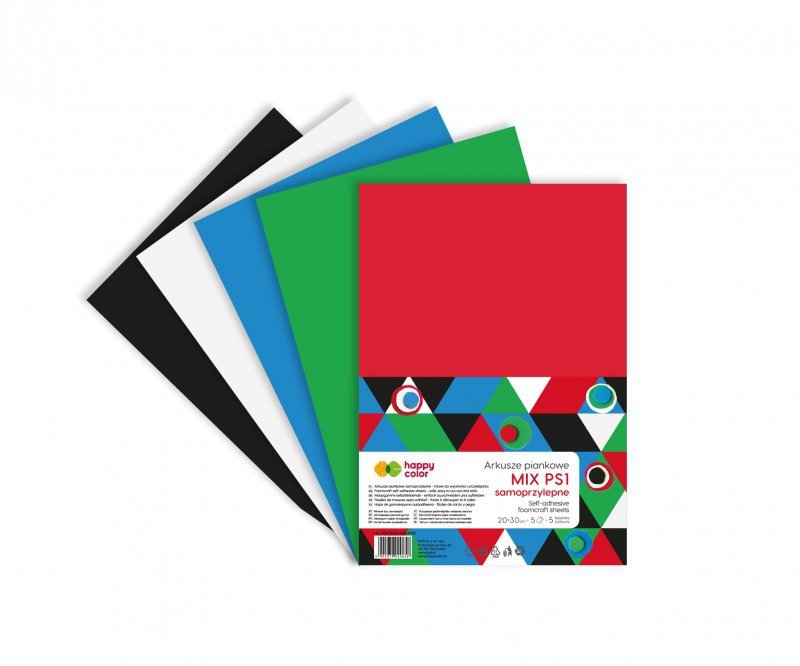 Arkusze piankowe samoprzylepne Happy Color A4 5 kolorów 5 ark.