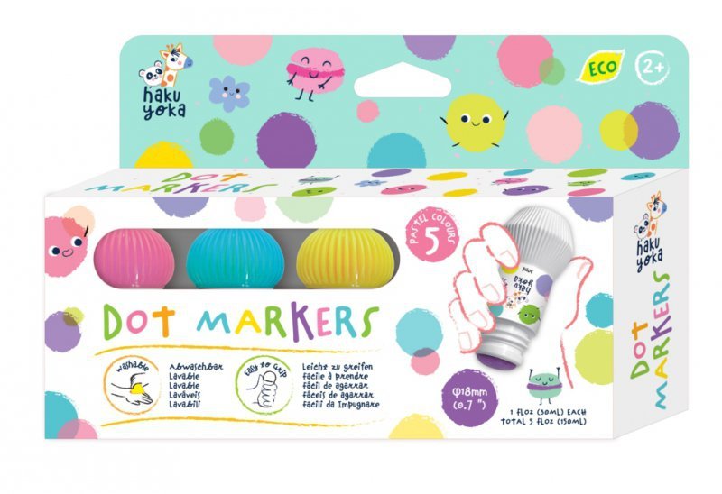 Markery Dot 5 pastelowych kolorów