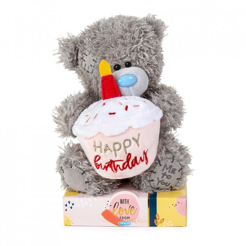 Maskotka Miś Happy Birthday z tortem 18 cm