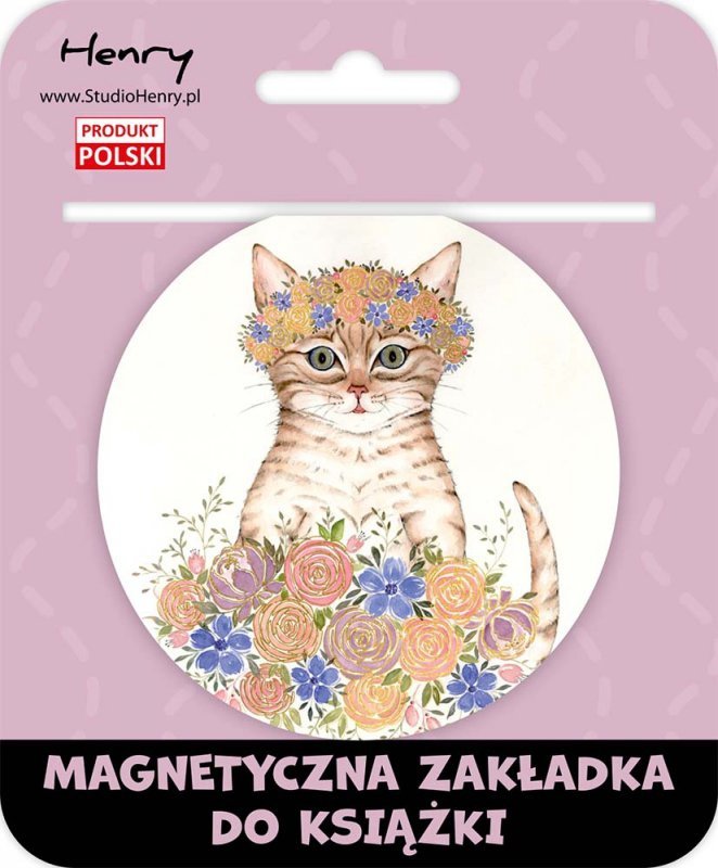 Zakładka magnetyczna kulka Kot w kwiatach
