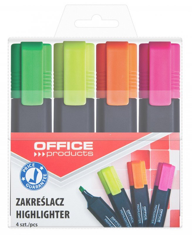 Zakreślacz fluorescencyjny Office Products 4 sztuki