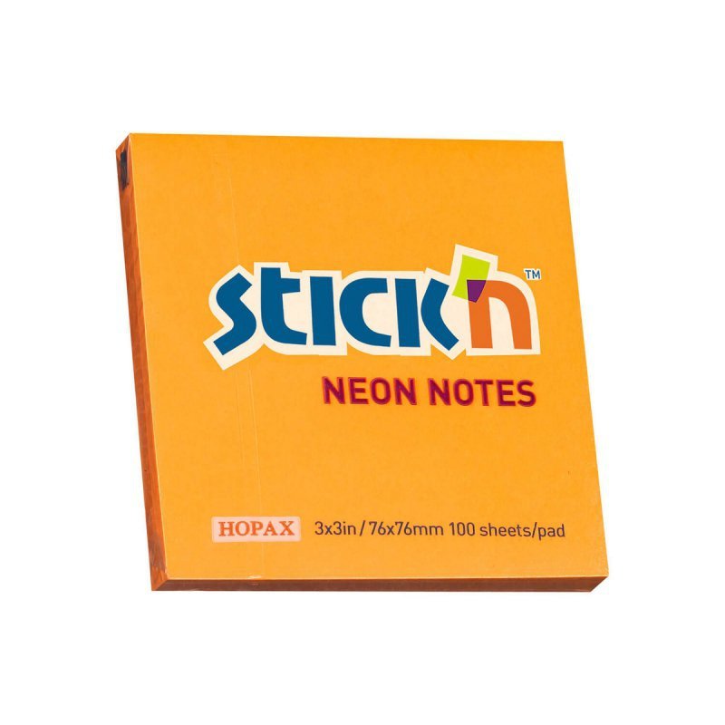 Notes samoprzylepny 76x76 mm pomarańczowy neon 100 kartek