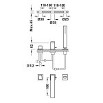 Tres Slim bateria wannowa 3-otworowa chrom 20216104