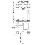 Tres Slim bateria wannowa 3-otworowa chrom 20216102