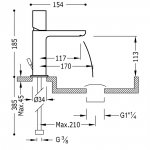 Tres Max bateria umywalkowa z korkiem 20010102D