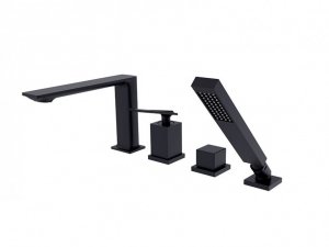 Besco Aspira bateria wannowa 4-otworowa czarny mat BW-A4-CZ