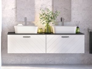 Besco Floo szafka biała uchwyt czarny 60x50 lewa SUF654BCL