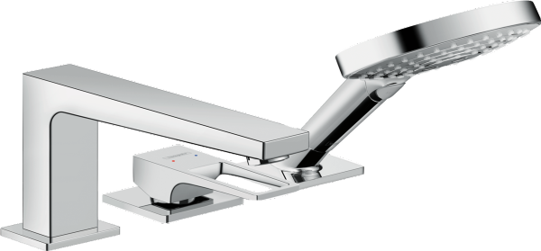 74550000 Hansgrohe Metropol 3-otworowa jednouchwytowa bateria na brzeg wanny z uchwytem Loop, Secuflex