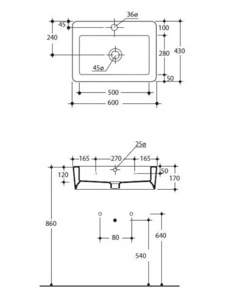 Kerasan 324201 EGO umywalka 60x43 SOSP/APP bianco