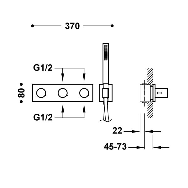 Tres B-SYSTEM Bateria termostatyczna podtynkowa 4-drożna B-system-30735401OM