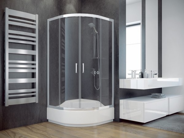Besco Modern Chrom kabina półokrągła 80 szkło mrożone MP80165M