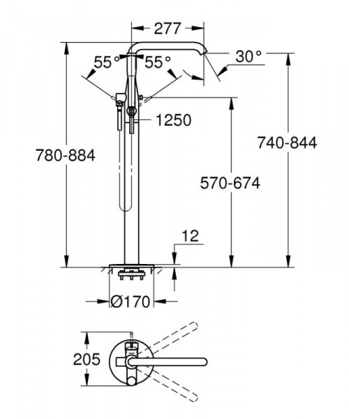 Grohe Essence Bateria wannowa wolnostojąca cool sunrise 25248GL1