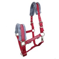 Kantar Horse Star czerwony z futrem 