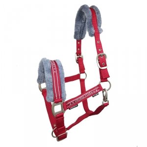 Kantar Horse Star czerwony z futrem