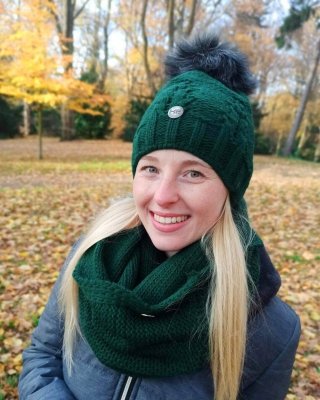 Czapka zimowa z kominem Mirella, kolor zielony