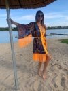 Kimono Wonder Orange Heart Fringe