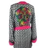 Kimono Checker Black Colorful Scull Short