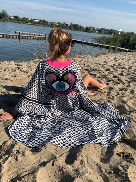 Kimono Checker Black Pink Heart Classic