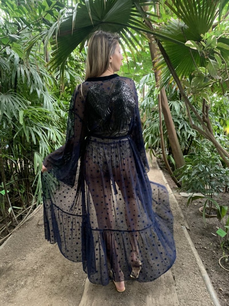 Kimono Blue Stars Black Angel