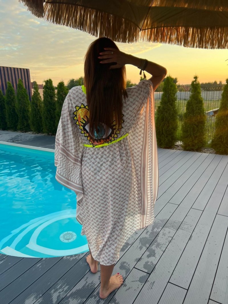 Kimono Checker Beige Heart Cllasic