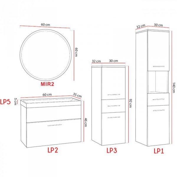 Łazienka LIPSI dąb artisan / biały połysk