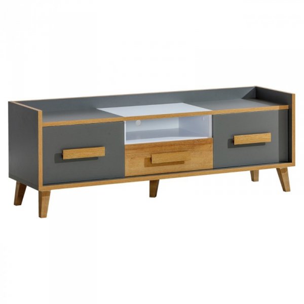 Meble do salonu WERSA 4 antracyt / dąb riviera / biały brylantowy