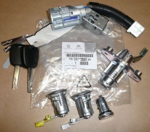 ORIGINAL  Zündschloss + Türschloss Zylinder Set Komplett Citroen C1 , 1608745880 , 4162FJ , 4162.FJ